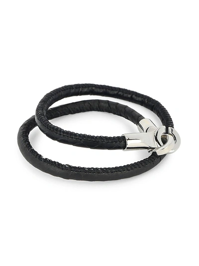 Shop Jean Claude Men's Multi-wrap Leather Bracelet In Black