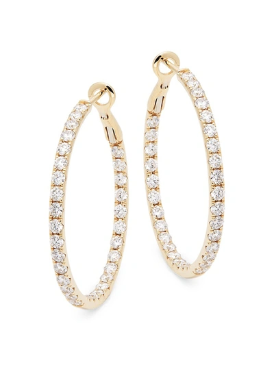 Shop Nephora Women's 14k Gold Diamond Hoop Earrings
