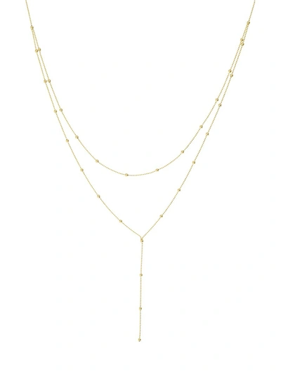 Shop Saks Fifth Avenue Women's Beaded 14k Yellow Gold Double Strand Station Necklace