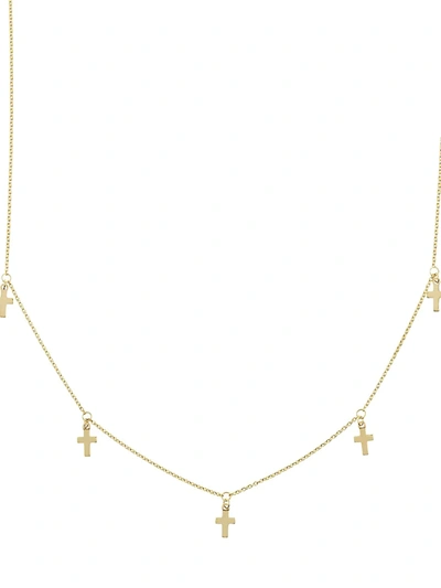 Shop Saks Fifth Avenue Women's 14k Yellow Gold Dangle Cross Choker Necklace