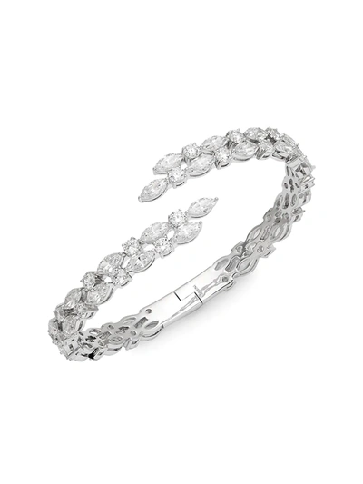 Shop Adriana Orsini Women's Silvertone & Crystal Cuff Bracelet In Neutral
