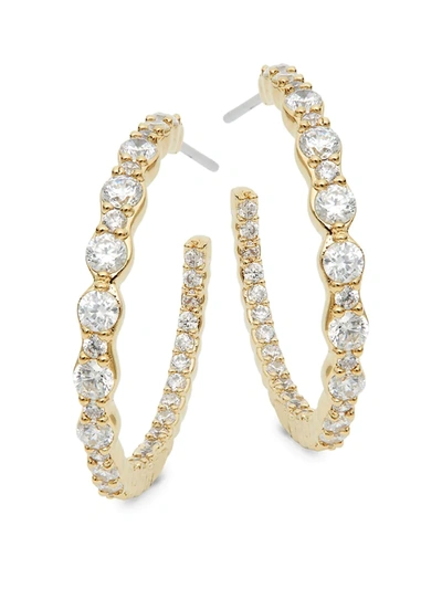 Shop Adriana Orsini Women's Goldtone & Crystal Hoop Earrings In Neutral