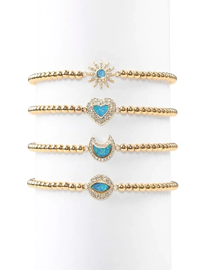 Shop Eye Candy La Women's Luxe Roxanne Opal & Crystal Stretch Beaded Bracelet In Neutral