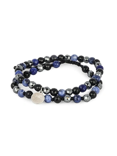 Shop Jean Claude Men's Dell Arte Shamballa Stainless Steel & Multi-stone Bead Bracelet In Blue