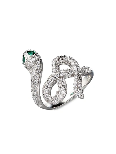 Shop Eye Candy La Women's Luxe Crystal Snake Ring In Neutral