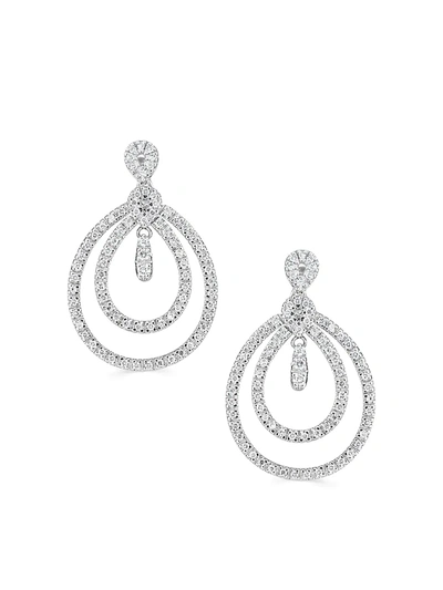 Shop Saks Fifth Avenue Women's Diamond And 18k White Gold Channel Dangle Earrings