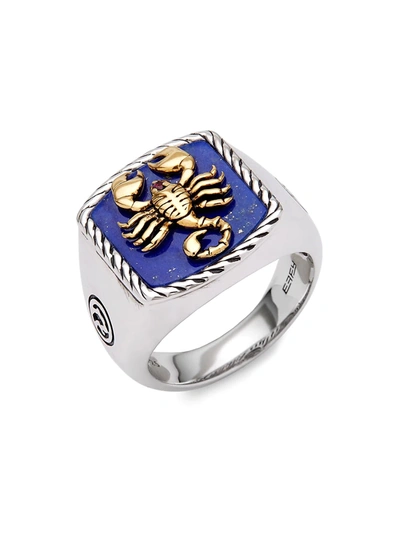 Shop Effy Men's 14k Goldplated Sterling Silver, Lapis Lazuli & Ruby Scorpion Ring