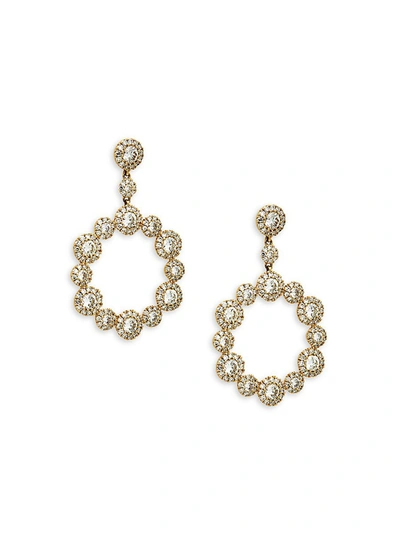 Shop Saks Fifth Avenue Women's 14k Gold & Diamond Halo Drop Earrings
