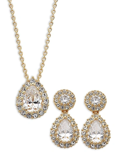 Shop Adriana Orsini Women's Goldtone & Crystal Pendant Necklace & Drop Earrings Set In Neutral