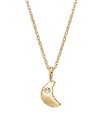 Shop Saks Fifth Avenue Women's 14k Yellow Gold & Diamond Moon Pendant Necklace