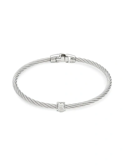 Shop Alor Women's 18k White Gold, Stainless Steel & Diamond Cable Bracelet