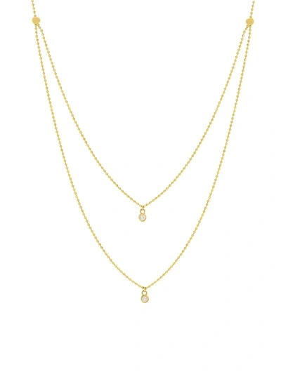 Shop Saks Fifth Avenue Women's 14k Yellow Gold & Diamond Multi-strand Necklace