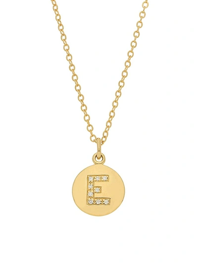 Shop Nephora Women's 14k Yellow Gold & Diamond E Pendant Necklace