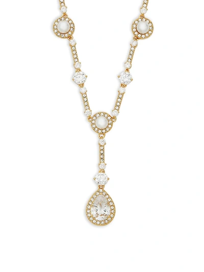 Shop Adriana Orsini Women's Goldtone, Faux Pearl & Crystal Pendant Necklace In Neutral