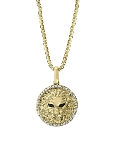 Shop Effy Men's 14k Yellow Gold & Diamond Pendant Necklace