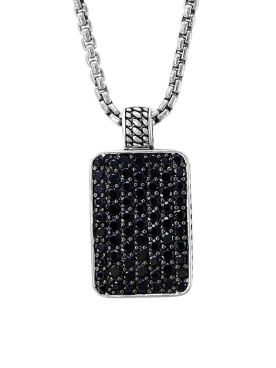Shop Effy Men's Sterling Silver & Black Spinel Pendant Necklace