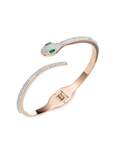 Shop Eye Candy La Women's Luxe Titanium & Crystal Snake Cuff Bracelet In Neutral