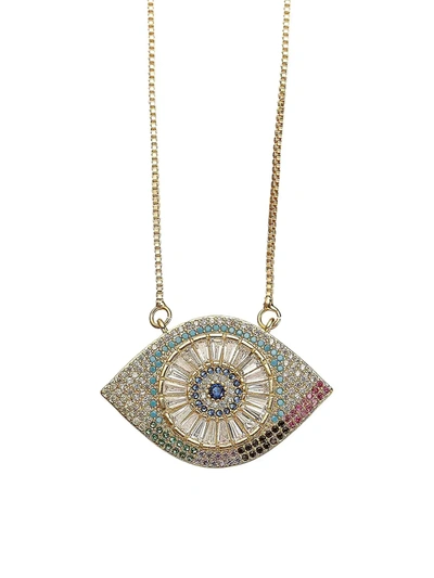 Eye Candy La Women's Luxe 14k Goldplated Sterling Silver & Cubic Zirconia Evil Eye Pendant Necklace In Silver