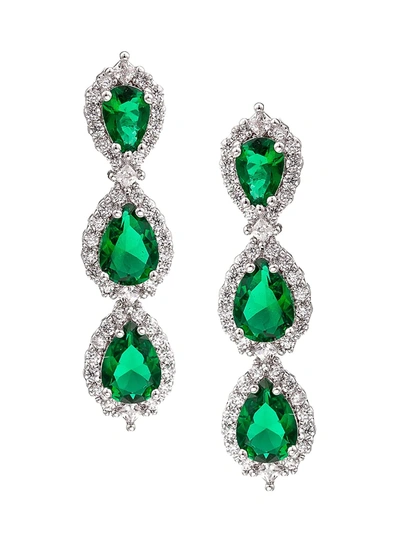 Eye Candy La Luxe Collection Cz Tier Drop Earrings In Green