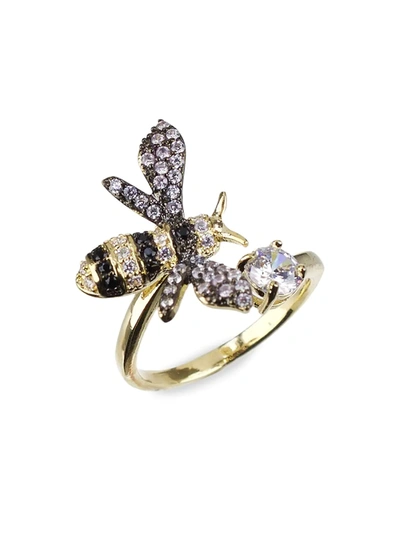 Shop Cz By Kenneth Jay Lane Women's 18k Goldplated & Rhodium Plated Crystal Bee Ring In Neutral