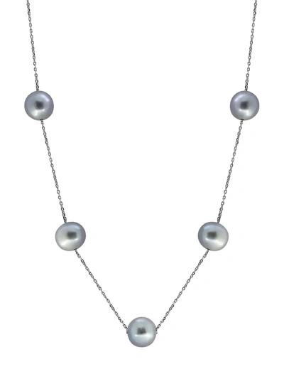 Shop Effy 925 Sterling Silver & 11mm Gray Pearl Station Necklace