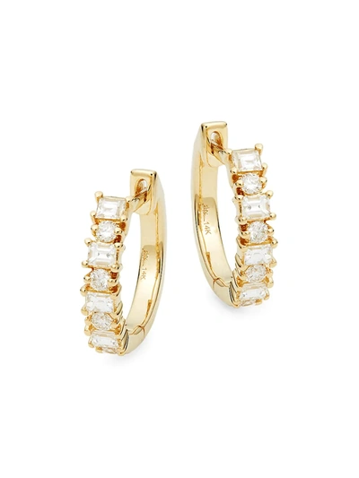 Shop Saks Fifth Avenue Women's 14k Yellow Gold Diamond Huggie Hoop Earrings