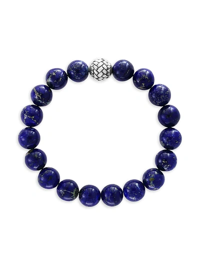 Shop Effy Men's Sterling Silver & Lapis Lazuli Bracelet In Blue