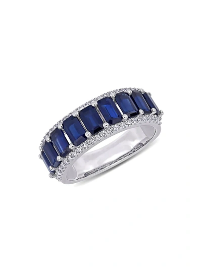 Shop Saks Fifth Avenue Women's 14k White Gold, Blue Sapphire & Diamond Ring