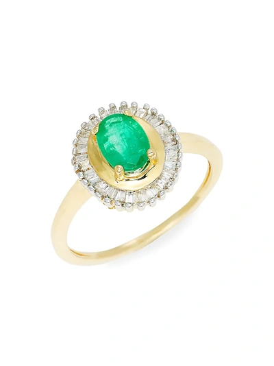 Shop Saks Fifth Avenue Women's 14k Yellow Gold Diamond & Emerald Pendant Ring