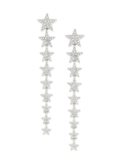 Shop Saks Fifth Avenue 14k White Gold & Diamond Linear Star Drop Earrings