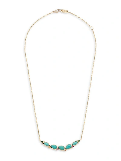 Shop Ippolita Women's Prisma 18k Yellow Gold Turqouise, Diamond & Multi-stone Bar Pendant Necklace