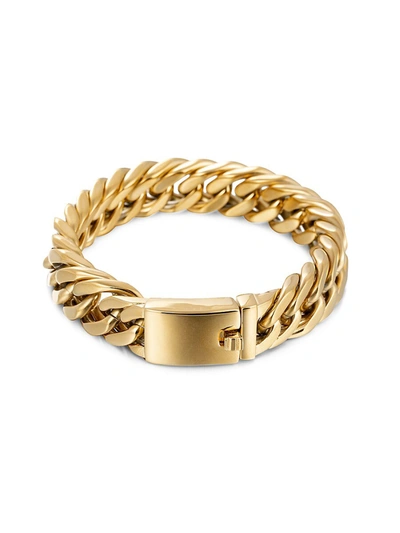 Shop Eye Candy La Men's Christian 18k Goldplated Titanium Chain Bracelet In Neutral