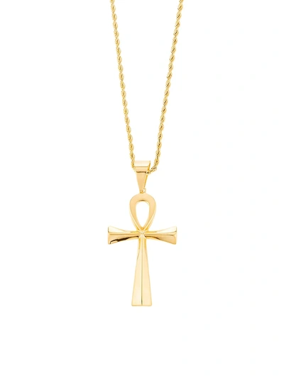 Shop Eye Candy La Men's Goldtone Ankh Pendant Necklace In Neutral