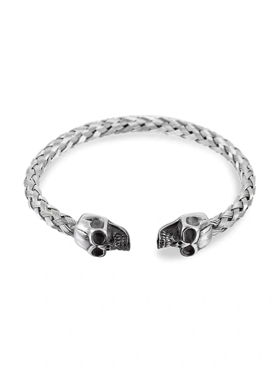 Shop Eye Candy La Men's Stainless Steel Skull Cuff Bracelet In Neutral