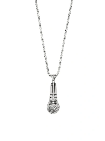 Shop Eye Candy La Men's Titanium Freddie Mic Pendant Necklace In Neutral