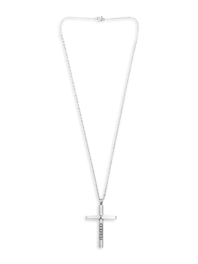 Shop Eye Candy La Men's Stainless Steel & Crystal Cross Pendant Necklace In Neutral