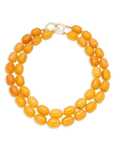 Shop Kenneth Jay Lane Women's Goldtone Bead Necklace In Amber