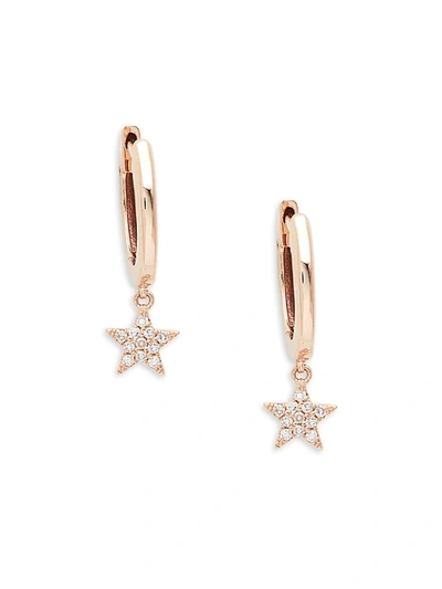 Shop Saks Fifth Avenue Women's 14k Rose Gold & 0.04 Tcw Diamond Star Huggies Earrings