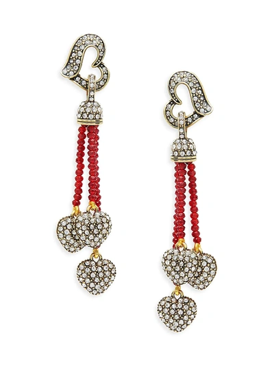 Shop Heidi Daus Women's Goldtone & Crystal Beaded Heart Drop Earrings In Neutral