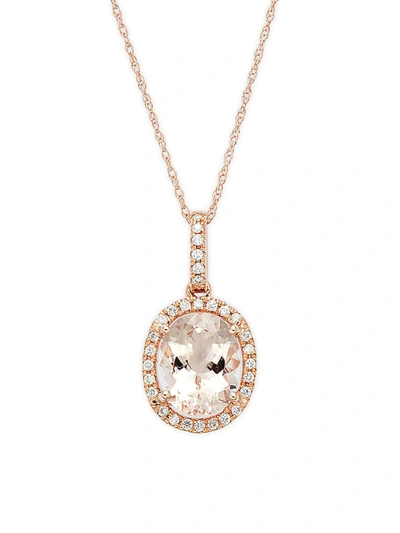 Shop Saks Fifth Avenue Women's 14k Rose Gold, Morganite & Diamonds Pendant Necklace