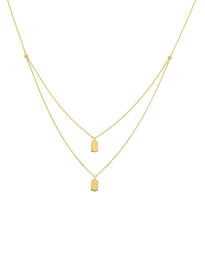 Shop Saks Fifth Avenue Women's 14k Yellow Gold Duo Mini Dog Tag Double-strand Necklace