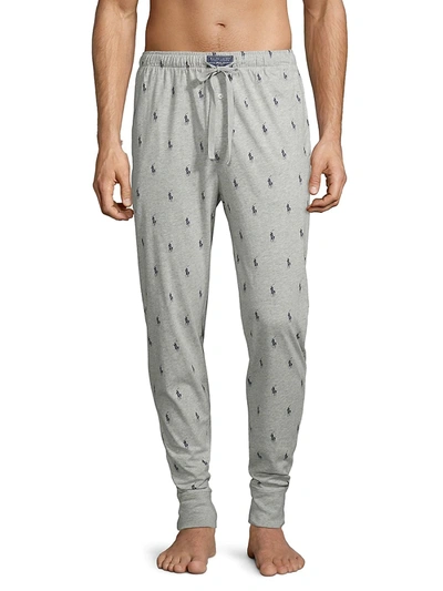 Shop Polo Ralph Lauren Men's Logo-print Cotton Pajama Pants In Grey