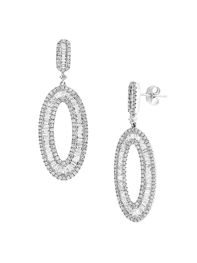 Shop Effy Women's 14k White Gold & 1.98 Tcw Diamond Oval Drop Earrings