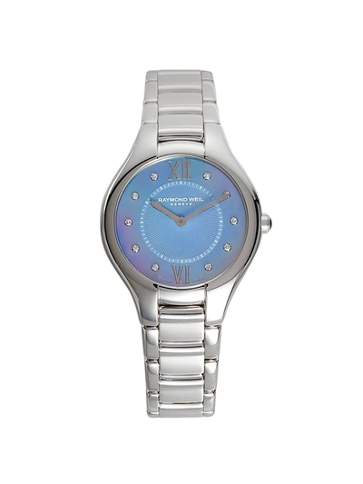 Shop Raymond Weil Women's Noemia Stainless Steel & Diamond Bracelet Watch In Sapphire