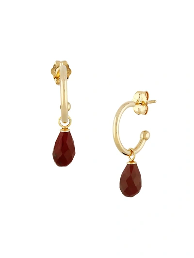 Shop Saks Fifth Avenue Women's 14k Yellow Gold & Ruby Huggie Earrings