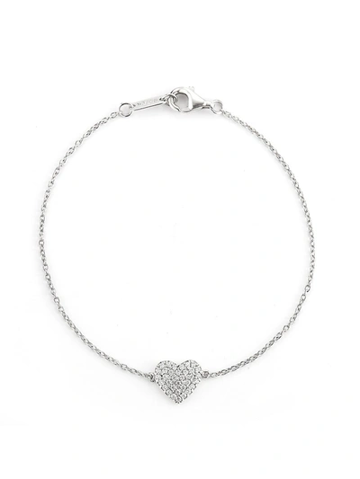 Shop Nephora Women's 14k White Gold & Diamond Heart Bracelet