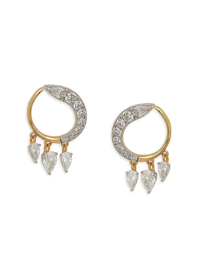 Shop Adriana Orsini Women's Goldplated, White Rhodium-plated, Sterling Silver & Crystal Hoop Earrings