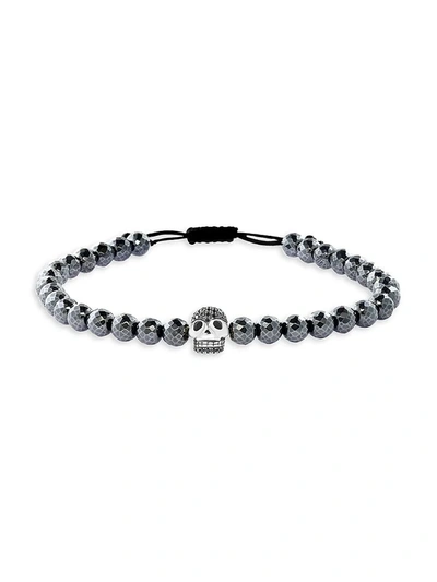Shop Effy Men's Sterling Silver Hematite, Onyx & Black Diamond Beaded Bracelet