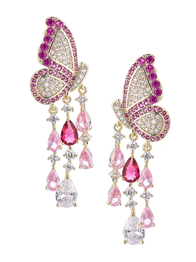 Shop Eye Candy La Women's The Luxe Painted Lady 18k Goldplated & Crystal Dangle Earrings In Neutral