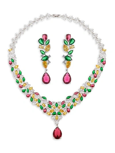 Shop Eye Candy La Women's The Luxe Kate Silvertone & Crystal Necklace & Earrings Set In Neutral